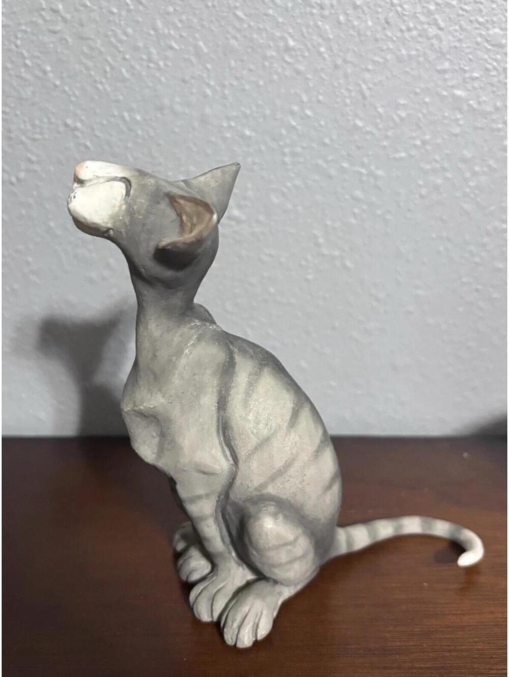 Vintage Cat Sculpture Hairless Cat Figurine